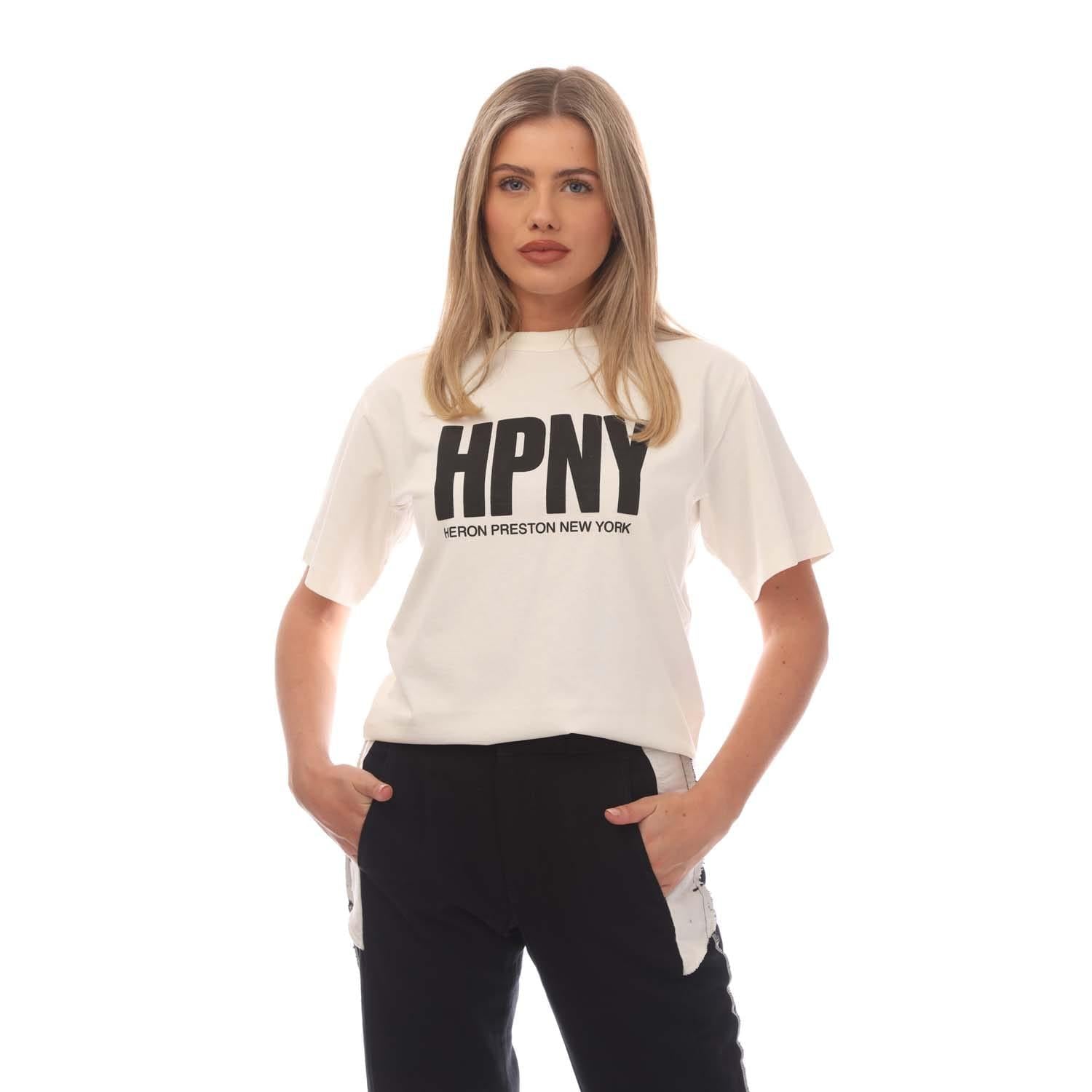 White-Black - Front - Heron Preston Womens-Ladies Regular T-Shirt