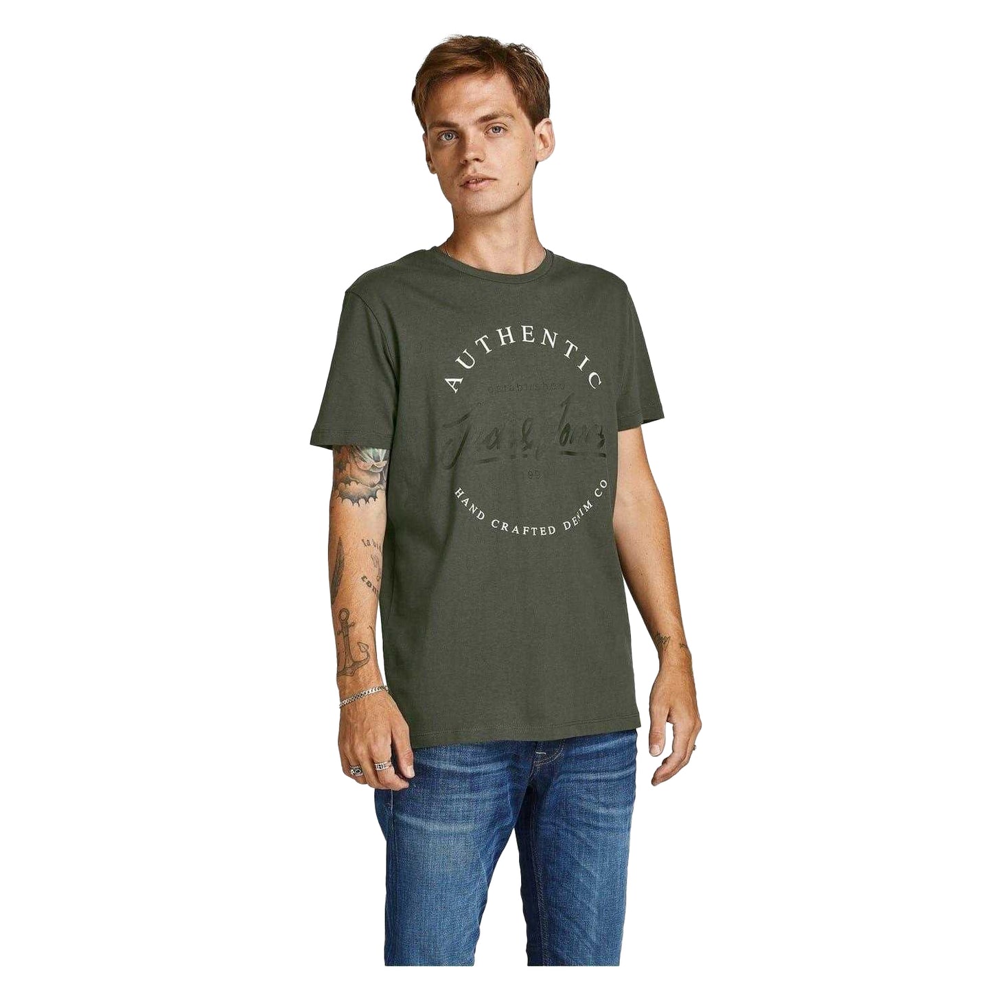 White-Grey-Burgundy-Khaki-Navy - Side - Jack And Jones Mens Corp Cotton T-Shirt (Pack of 5)