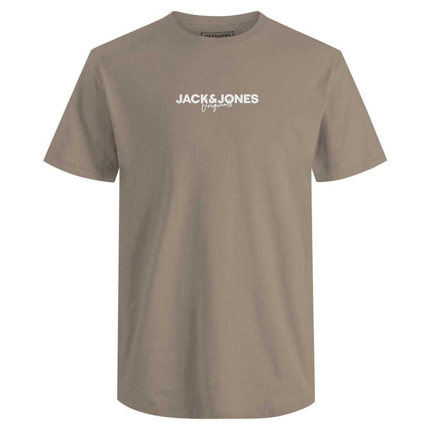 White-Grey-Navy-Olive-Beige - Back - Jack And Jones Mens Corp Cotton T-Shirt (Pack of 5)