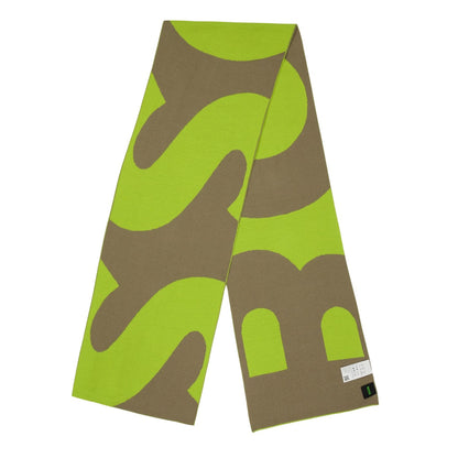 Light-Green - Front - Boss Lettering Knitted Scarf