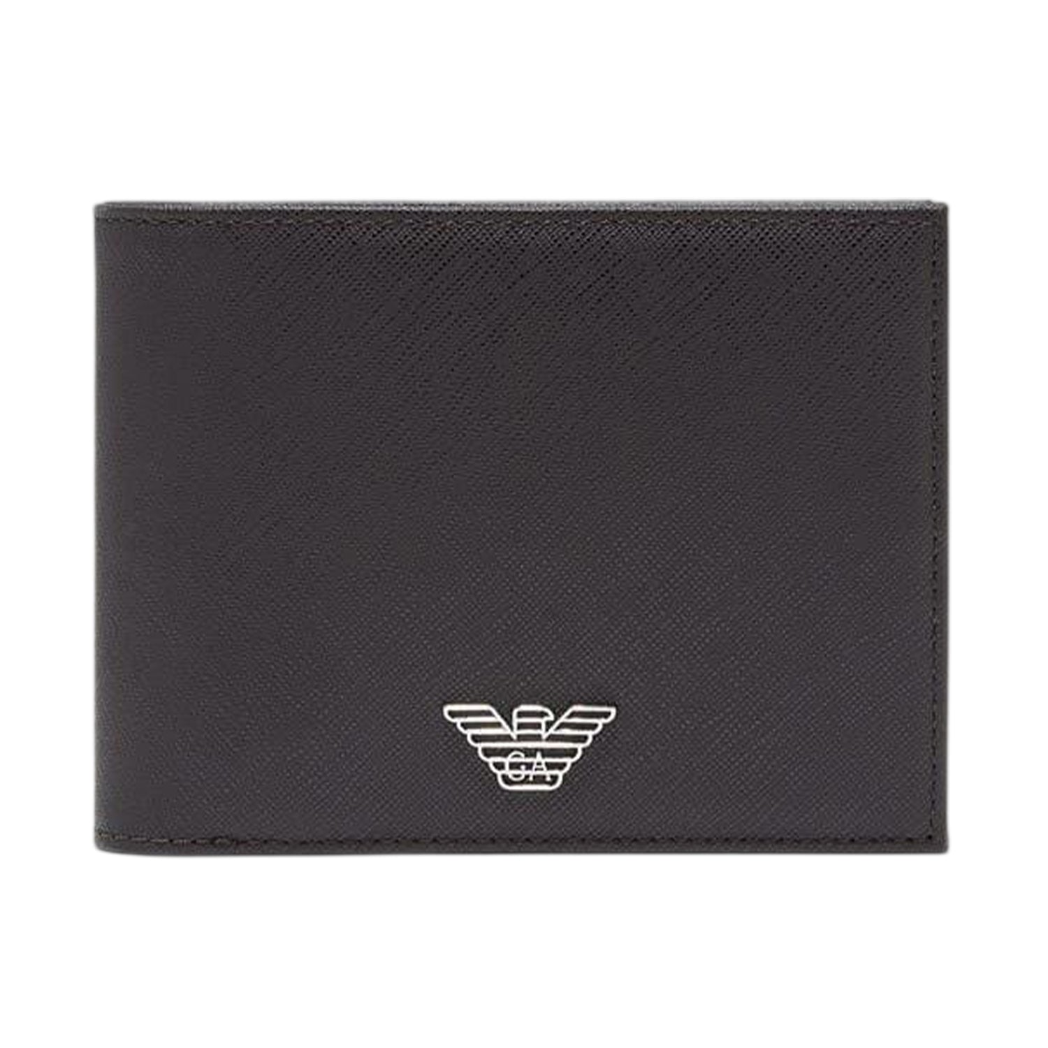 Ebony Black - Front - Emporio Armani Bifold Logo Wallet