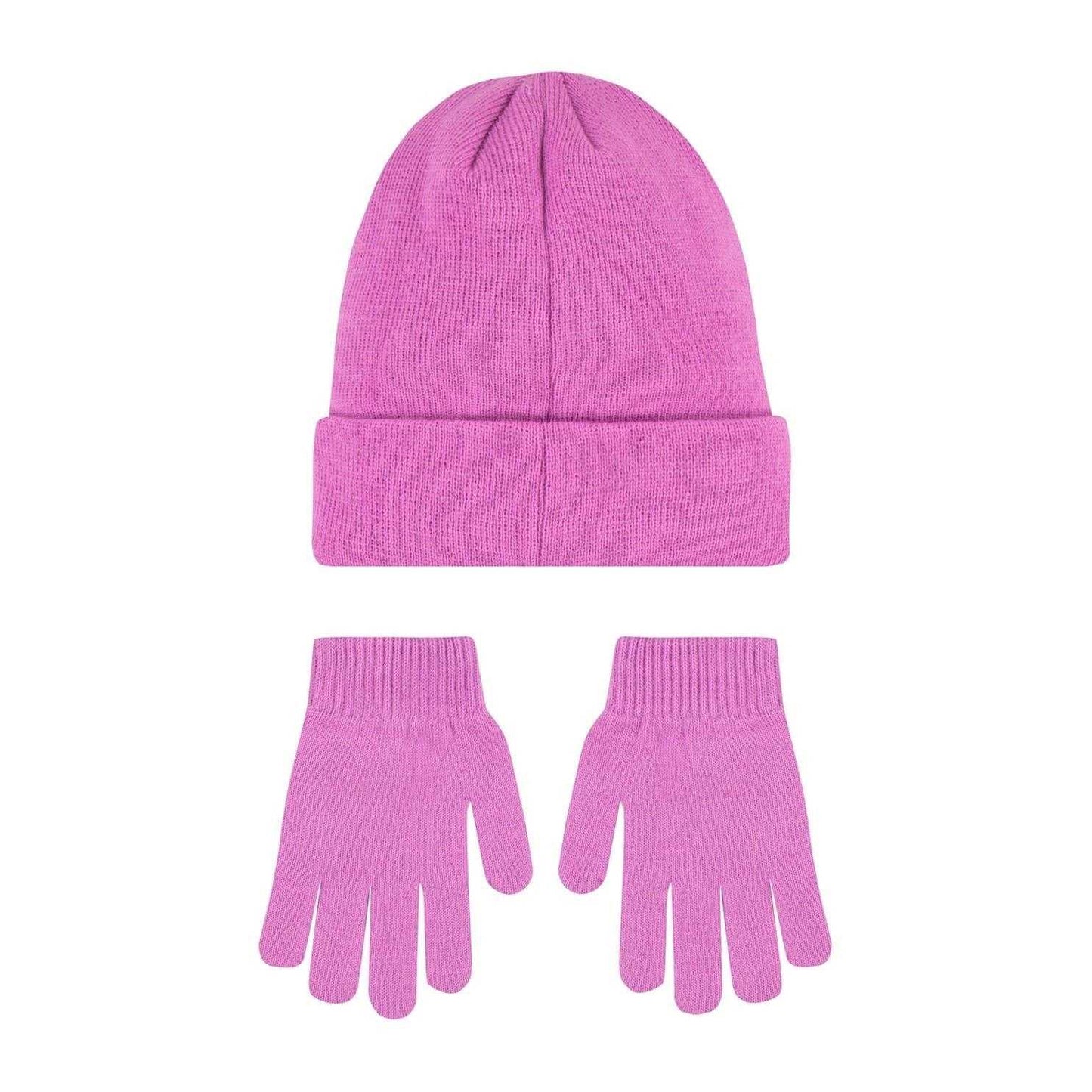 Playful Pink - Back - Nike Childrens-Kids Logo Beanie & Gloves Set