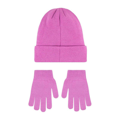 Playful Pink - Back - Nike Childrens-Kids Logo Beanie & Gloves Set