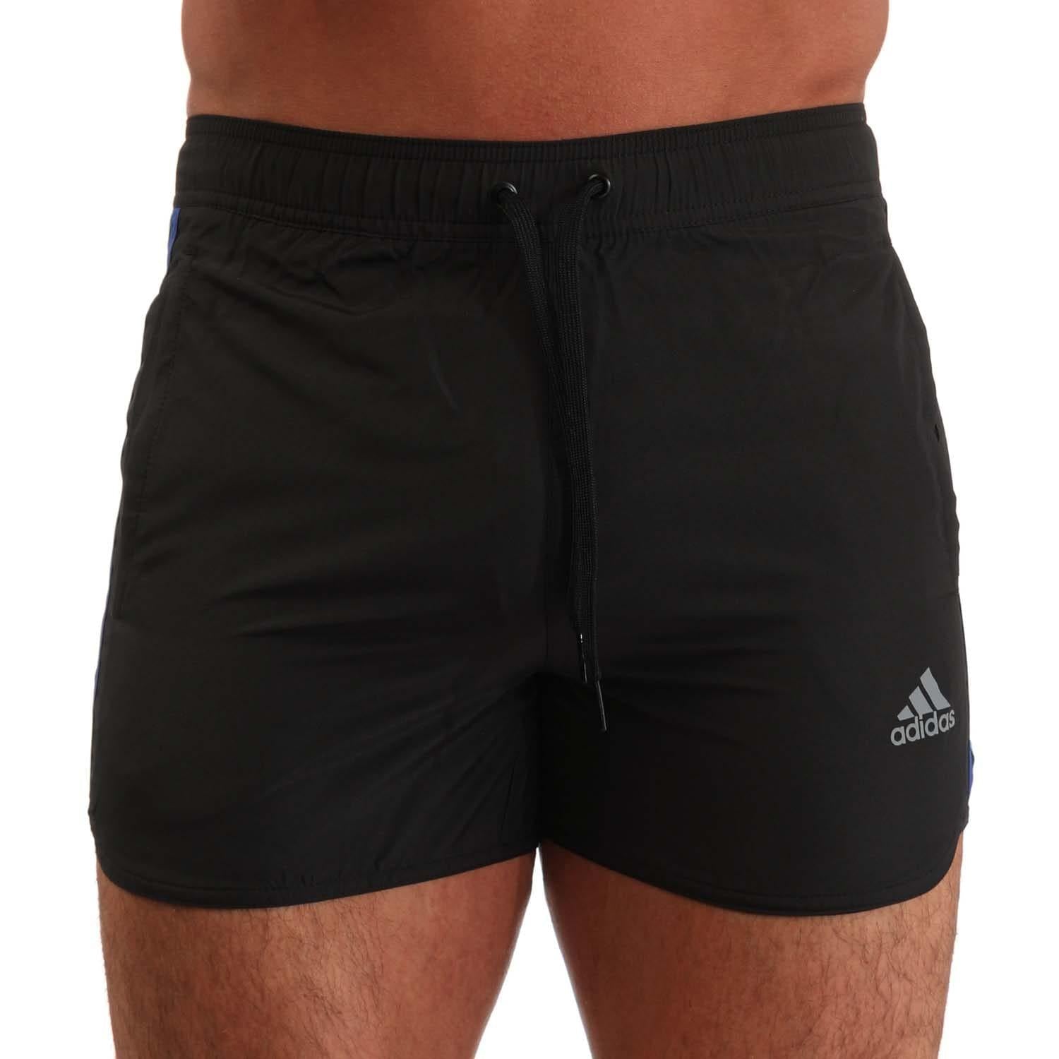 Black - Front - Adidas Mens Split Swim Shorts