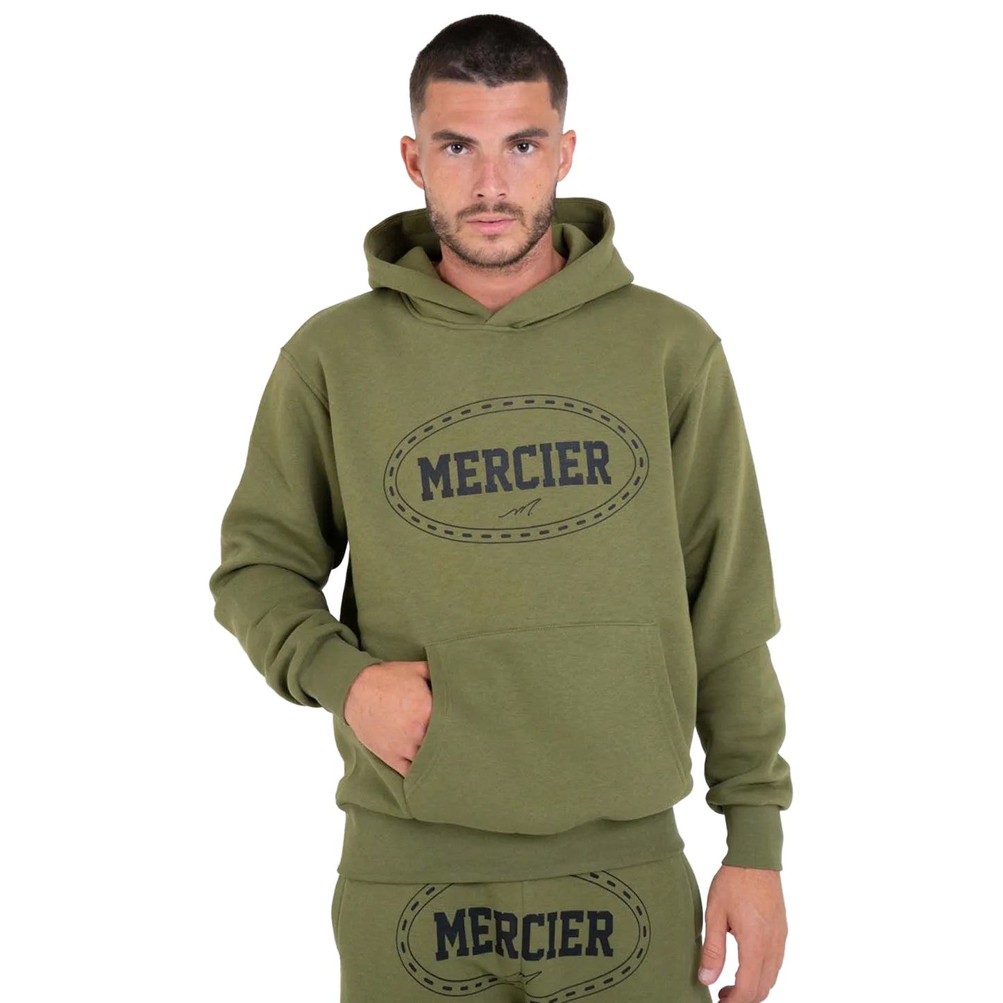 Khaki Green - Back - Mercier Mens Maison Hoodie