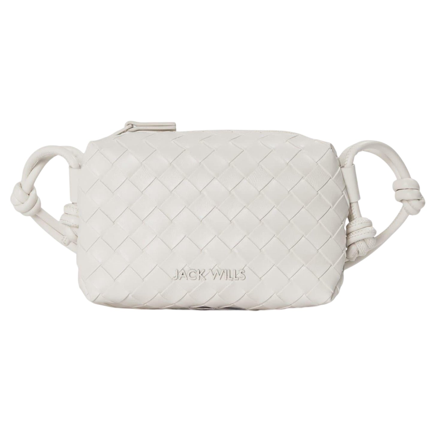 Cream - Front - Jack Wills Woven Leather Crossbody Bag