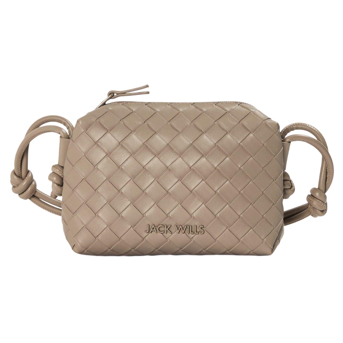 Taupe - Front - Jack Wills Woven Leather Crossbody Bag