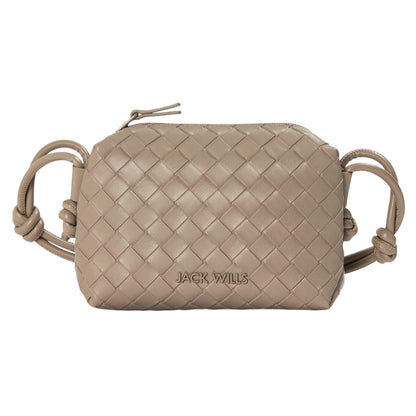 Taupe - Front - Jack Wills Woven Leather Crossbody Bag