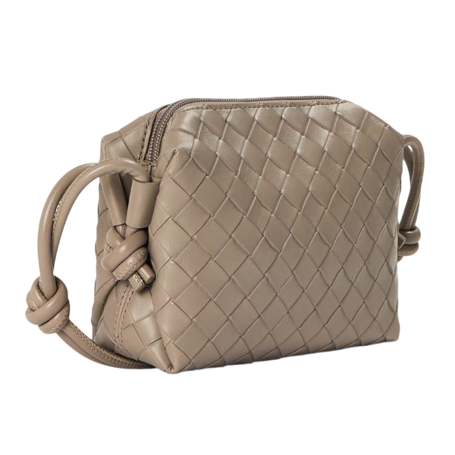 Taupe - Back - Jack Wills Woven Leather Crossbody Bag