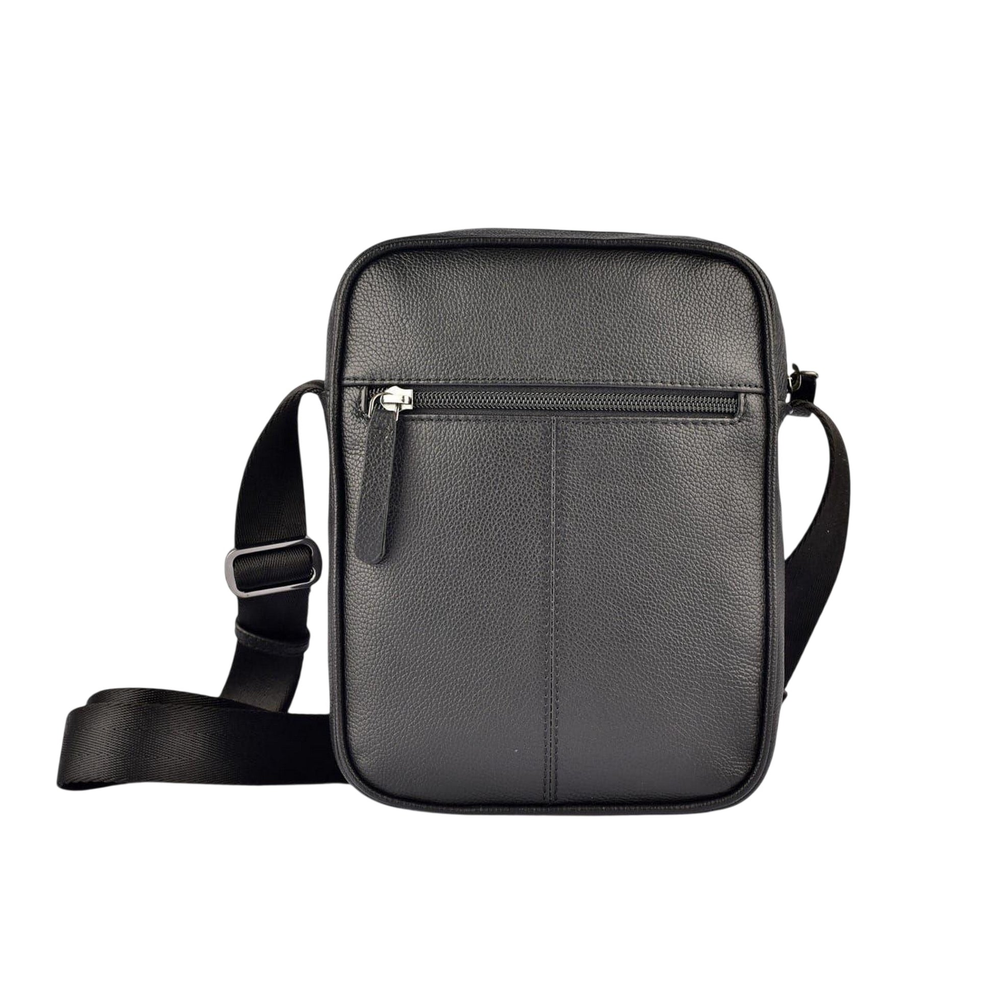Black - Back - Firetrap Plain Leather Everyday Crossbody Bag