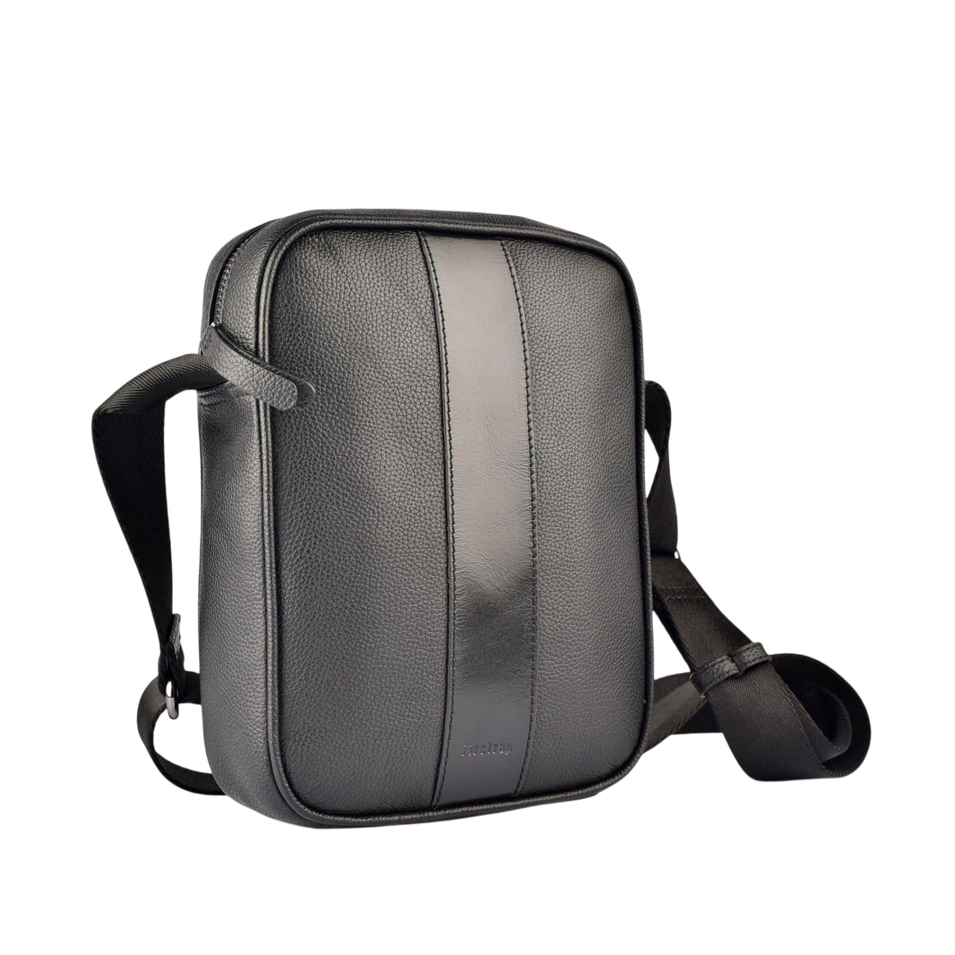 Black - Side - Firetrap Plain Leather Everyday Crossbody Bag