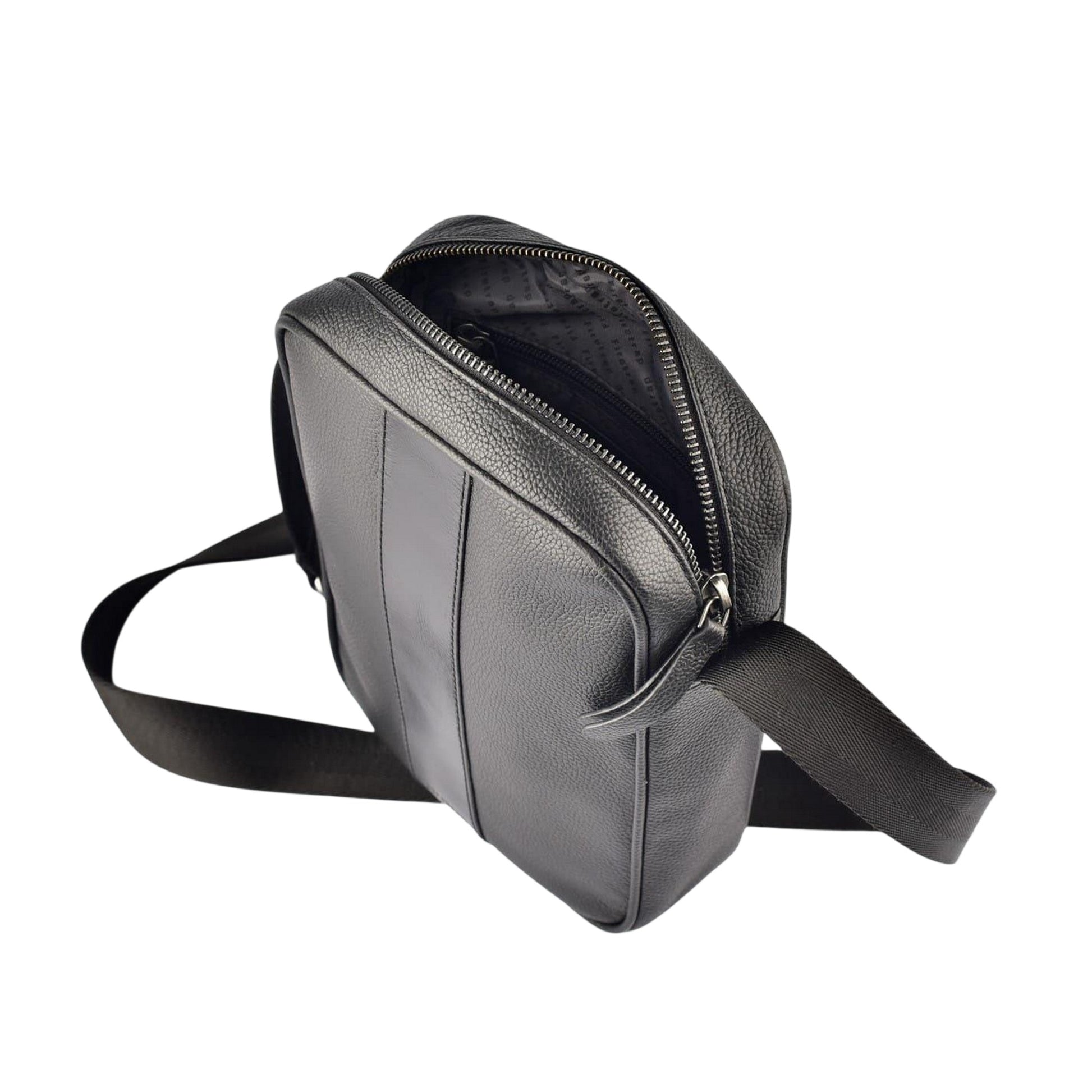 Black - Pack Shot - Firetrap Plain Leather Everyday Crossbody Bag