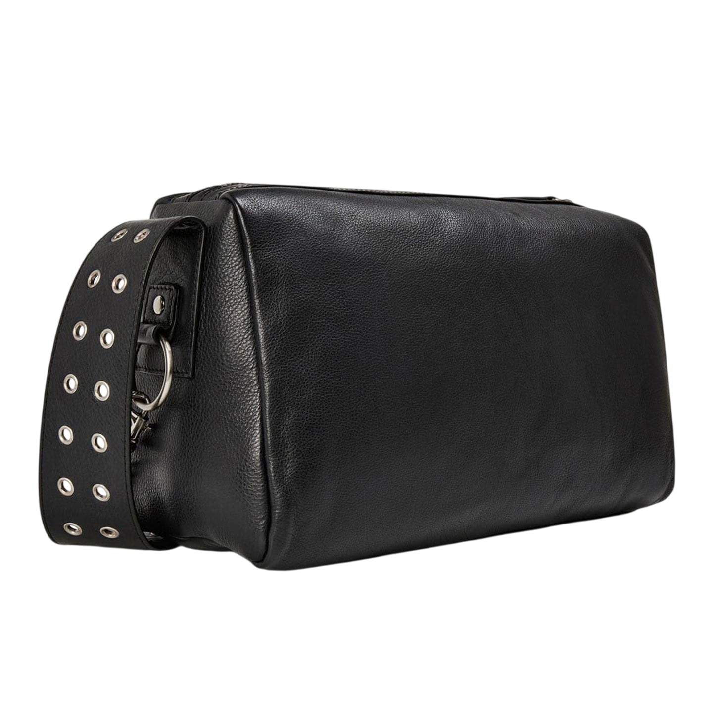 Black - Back - Kangol Metal Logo Leather Crossbody Bag