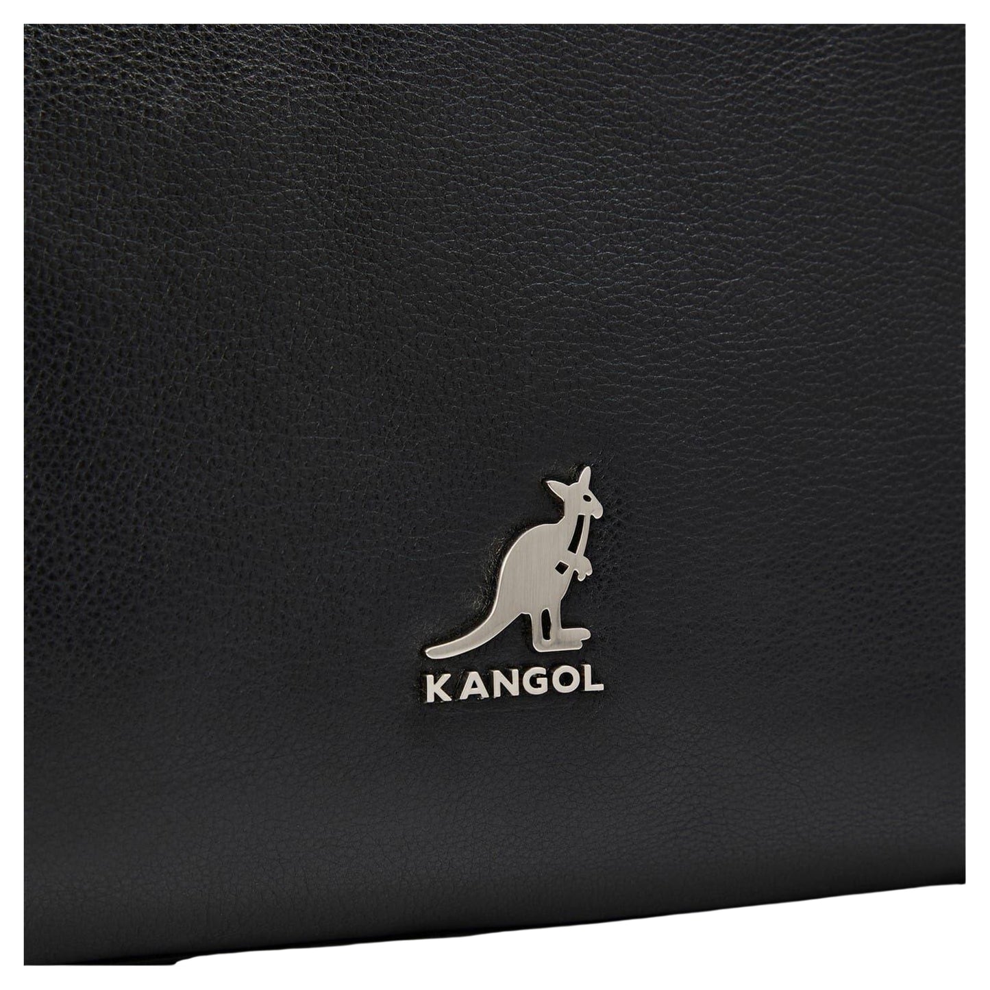 Black - Side - Kangol Metal Logo Leather Crossbody Bag