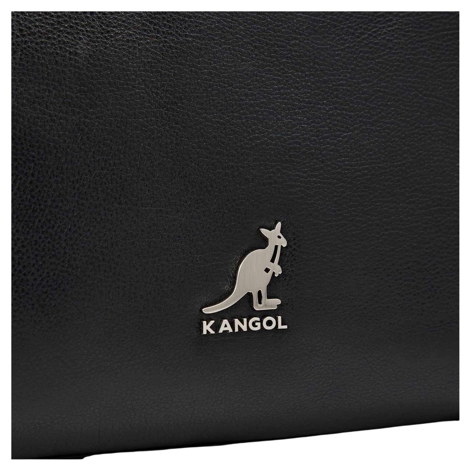 Black - Side - Kangol Metal Logo Leather Crossbody Bag