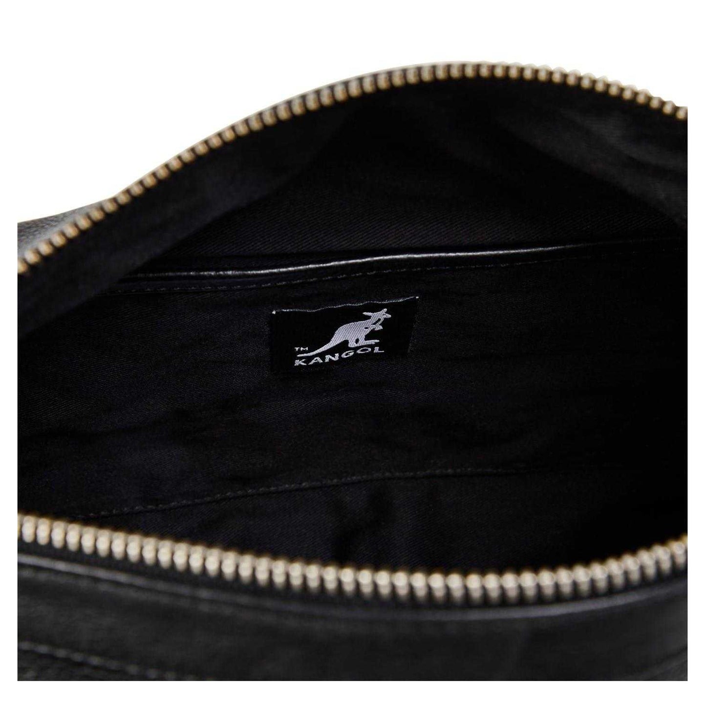 Black - Lifestyle - Kangol Metal Logo Leather Crossbody Bag