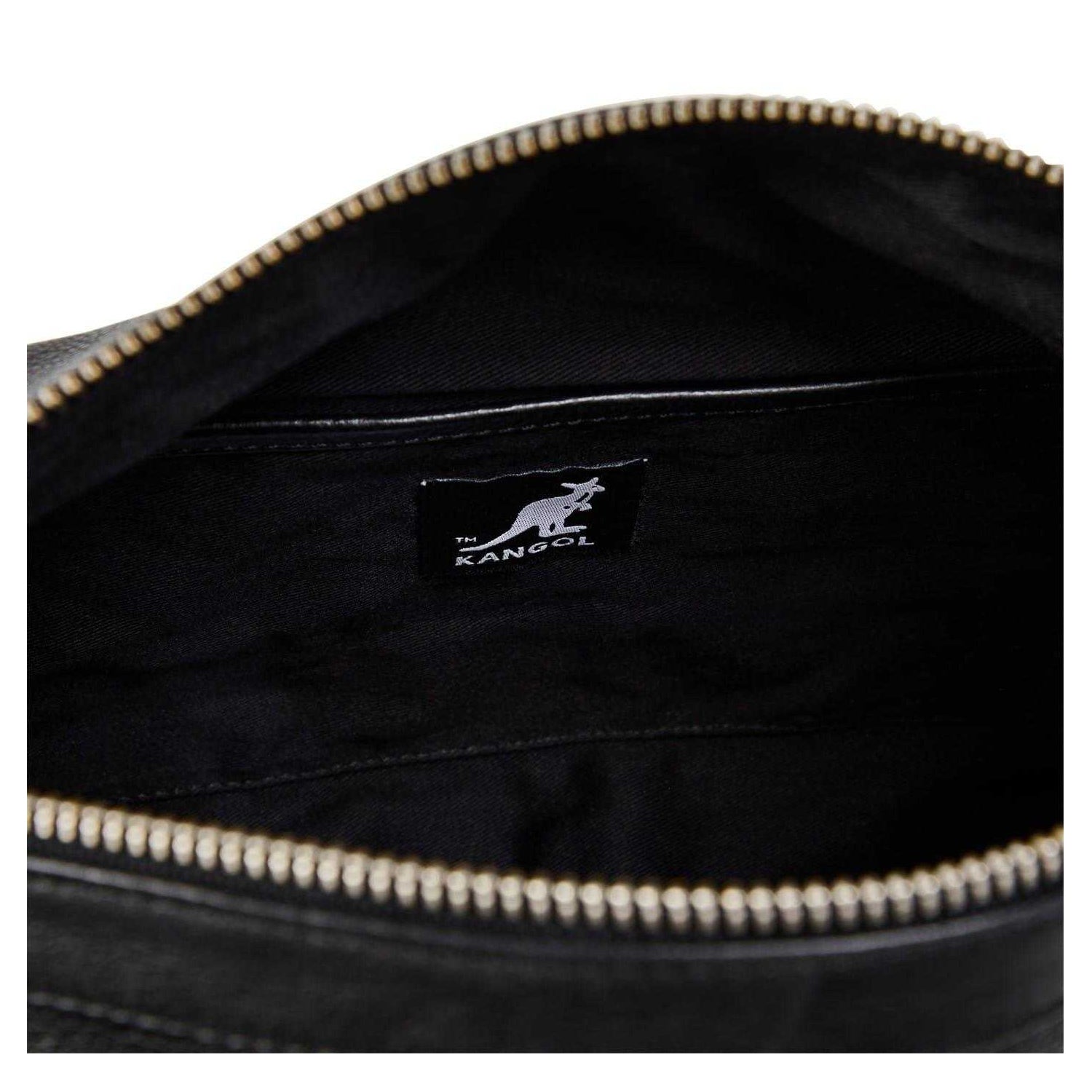 Black - Lifestyle - Kangol Metal Logo Leather Crossbody Bag
