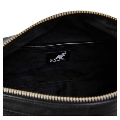 Black - Lifestyle - Kangol Metal Logo Leather Crossbody Bag
