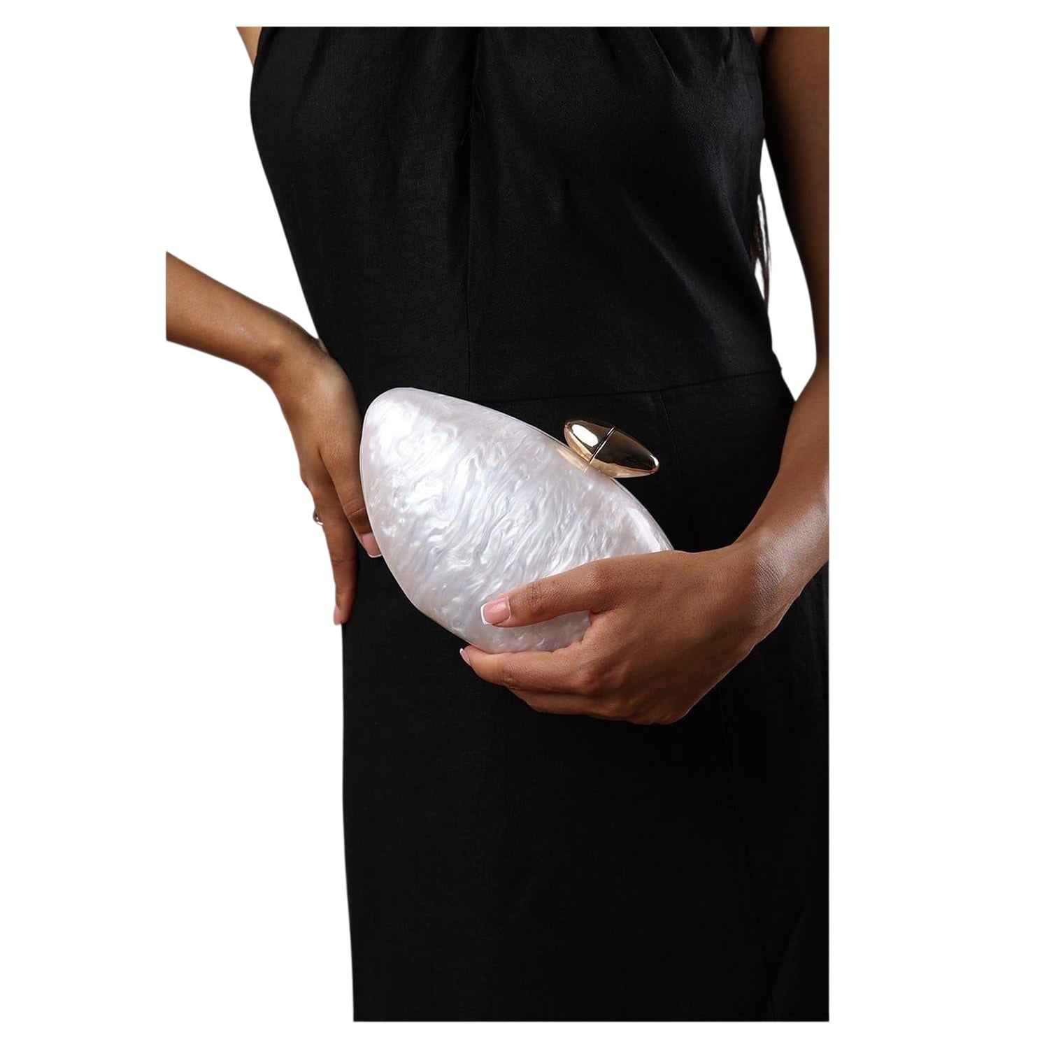 White - Side - Where´s That From Ocean Oval Party Clutch Bag