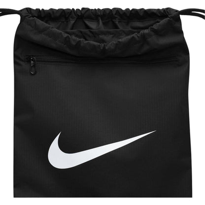 Black - Side - Nike Brasilia Logo Gym Drawstring Bag