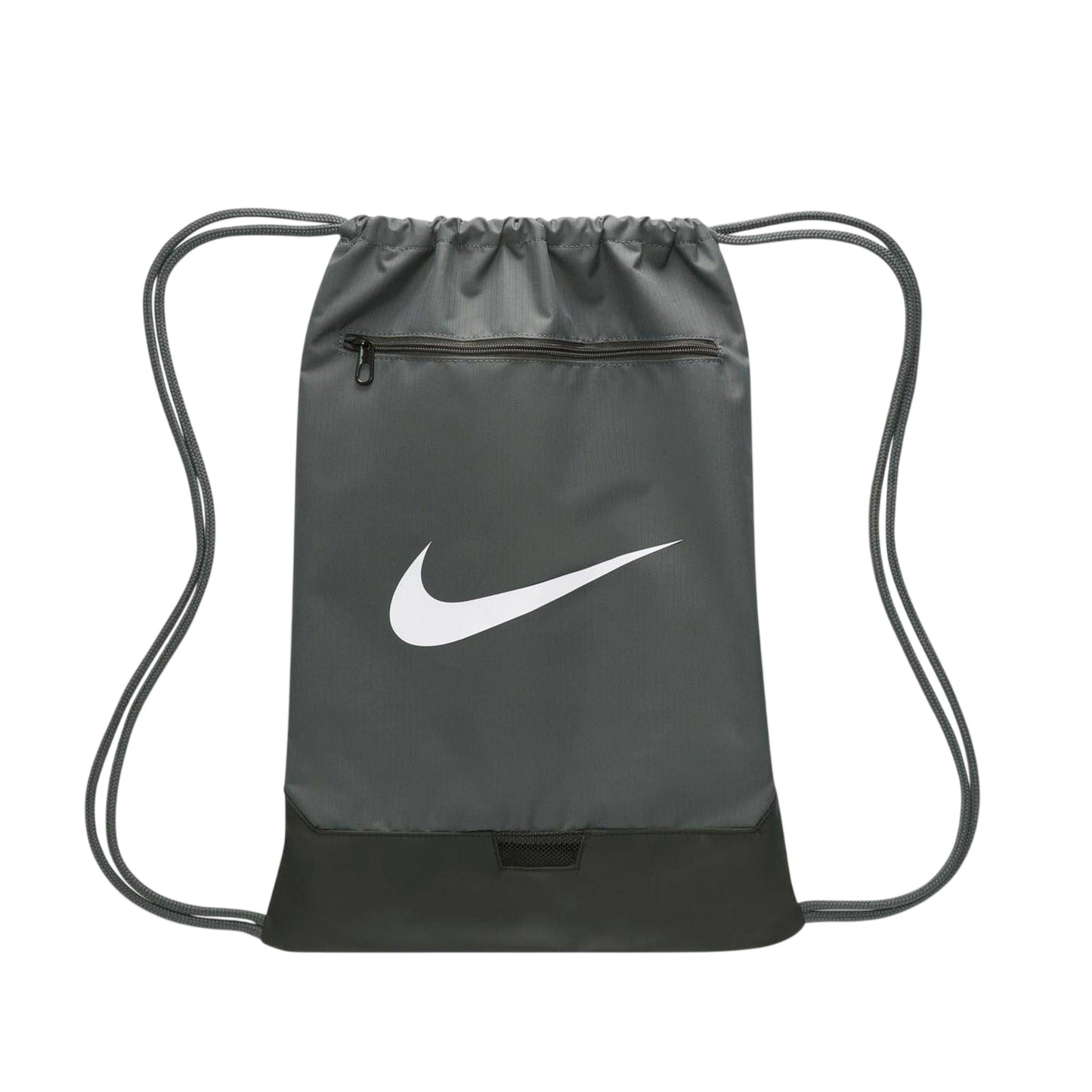 Grey-White - Front - Nike Brasilia Logo Gym Drawstring Bag