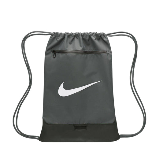 Grey-White - Front - Nike Brasilia Logo Gym Drawstring Bag