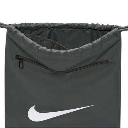 Grey-White - Side - Nike Brasilia Logo Gym Drawstring Bag