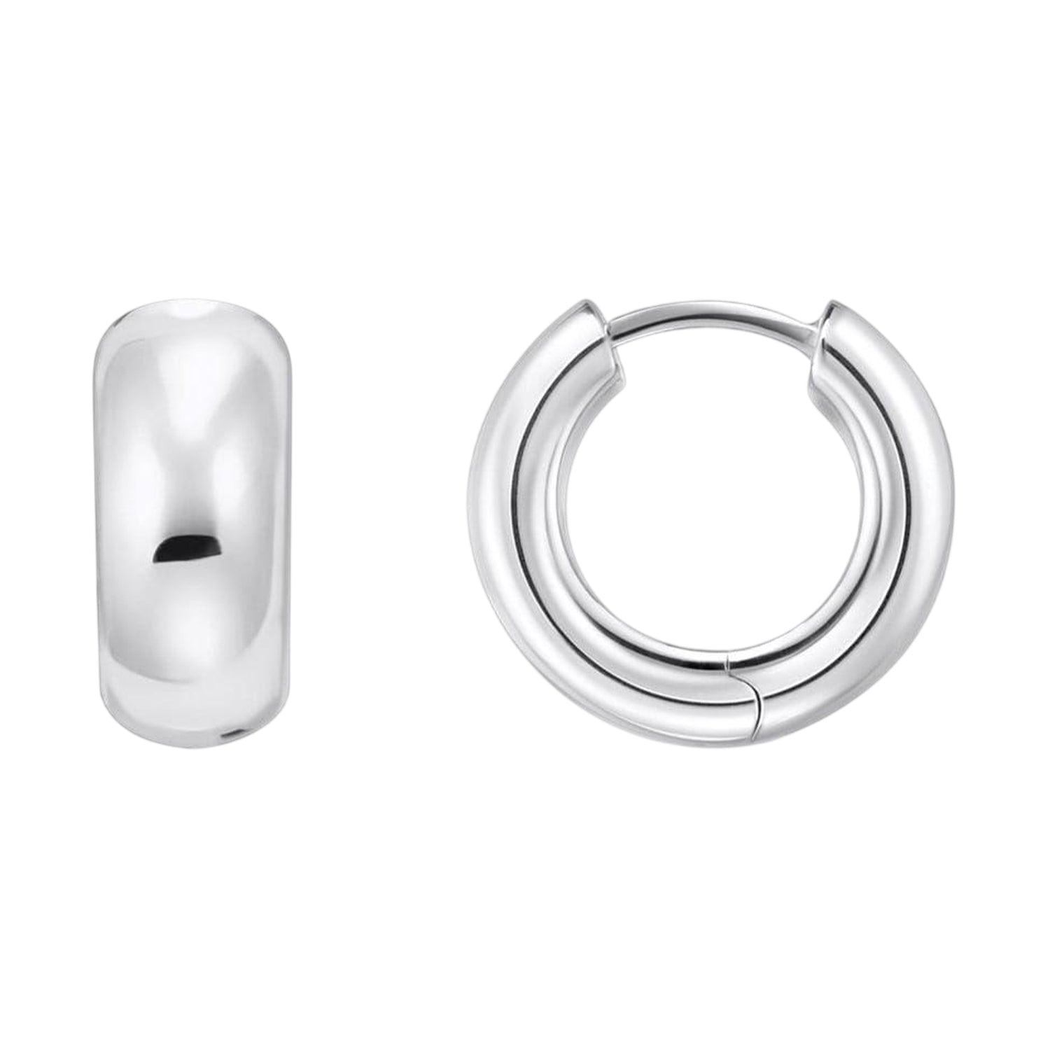 Silver - Back - Thomas Sabo Polished Chunky Hoop Earrings