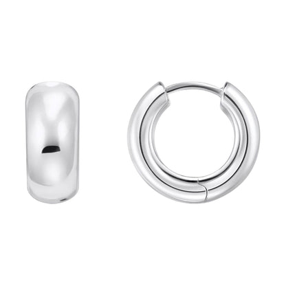 Silver - Back - Thomas Sabo Polished Chunky Hoop Earrings