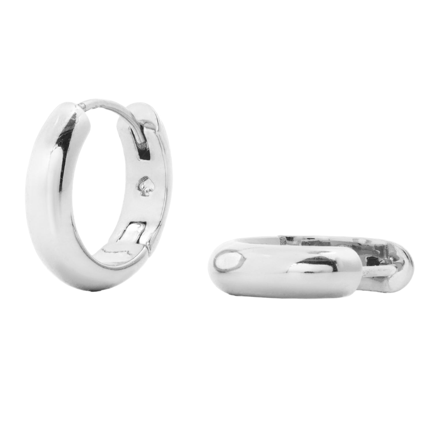 Silver - Side - Kate Spade Brilliant Gold Plated Huggie Earrings