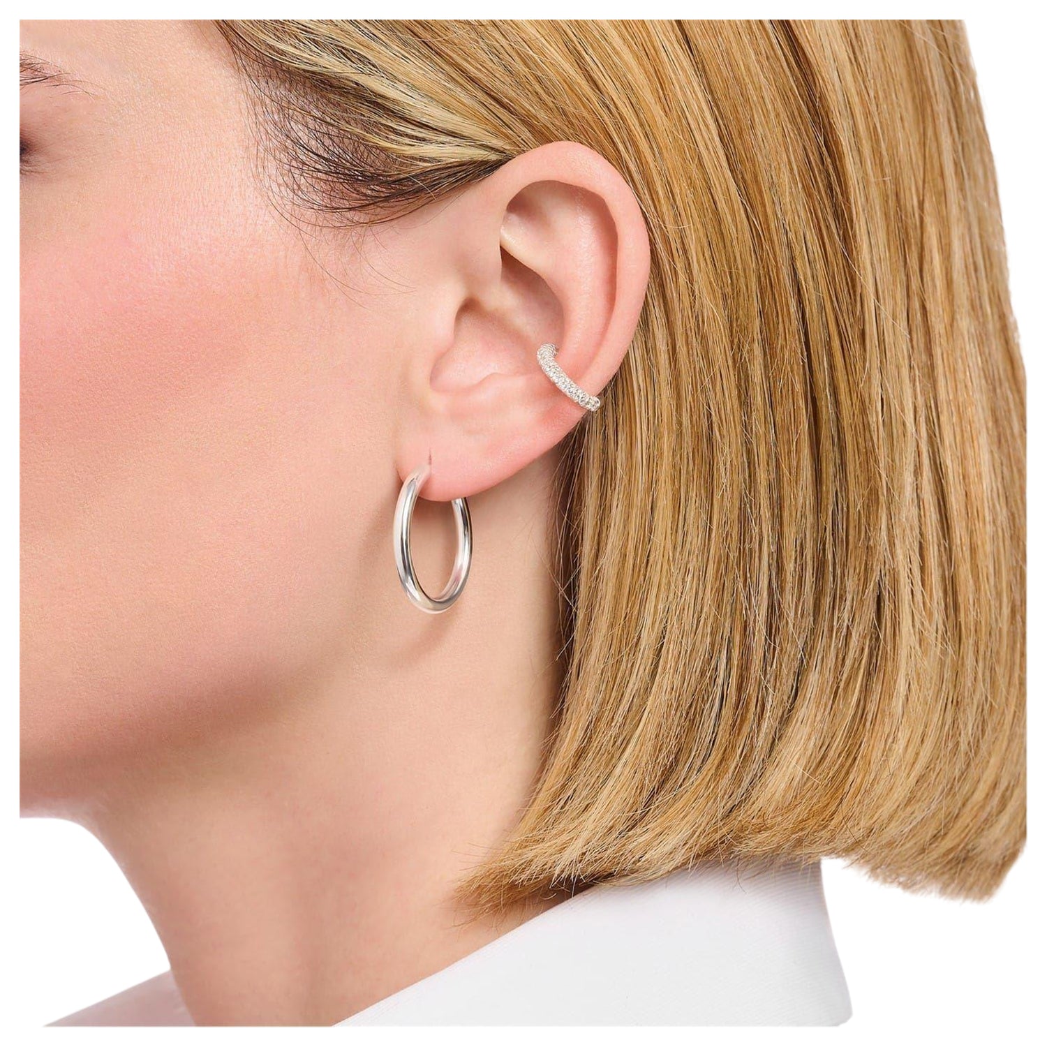 Silver - Side - Thomas Sabo Womens-Ladies Polished Hoop Earrings