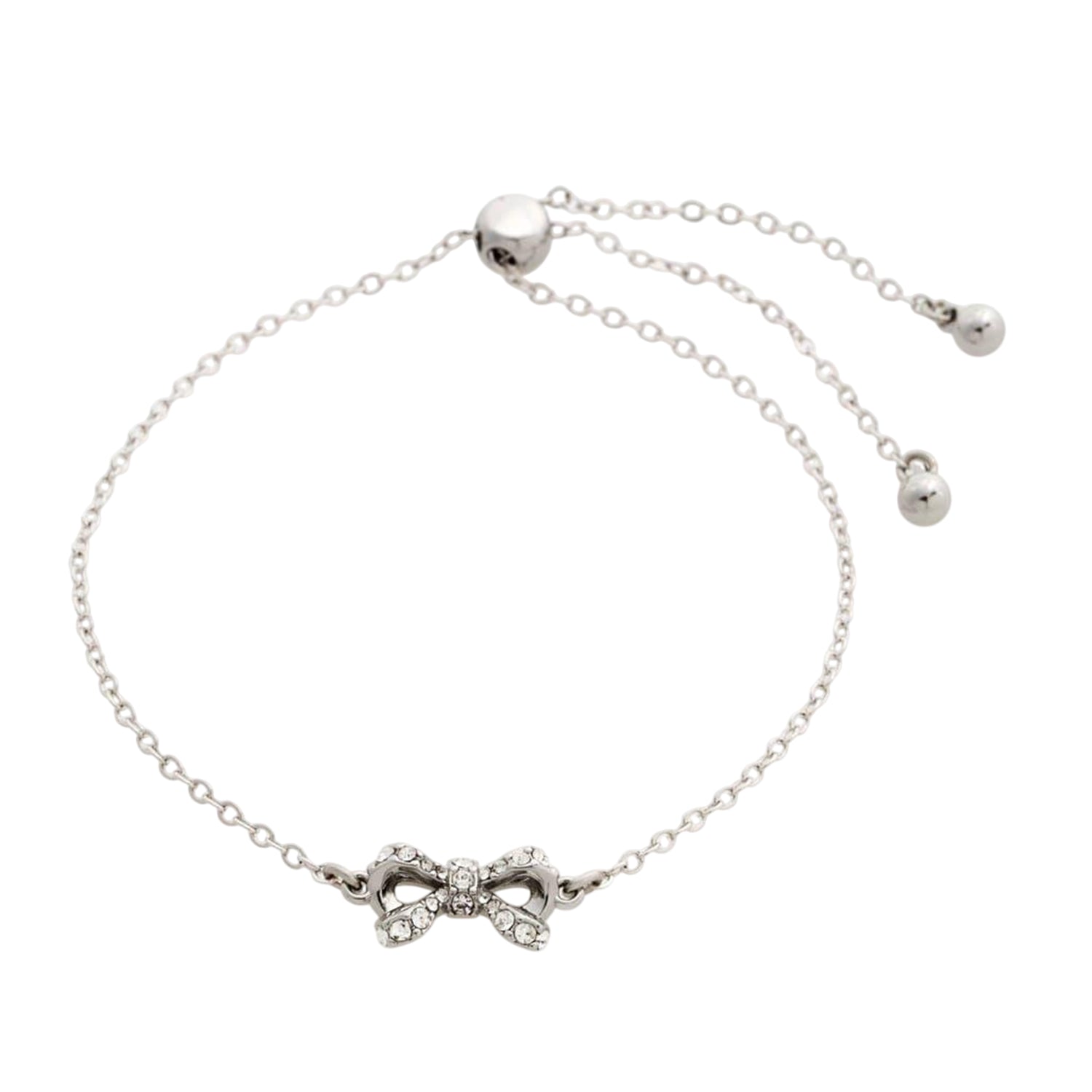 Silver-Crystal - Front - Ted Baker Womens-Ladies Metal Crystal Bow Bracelet
