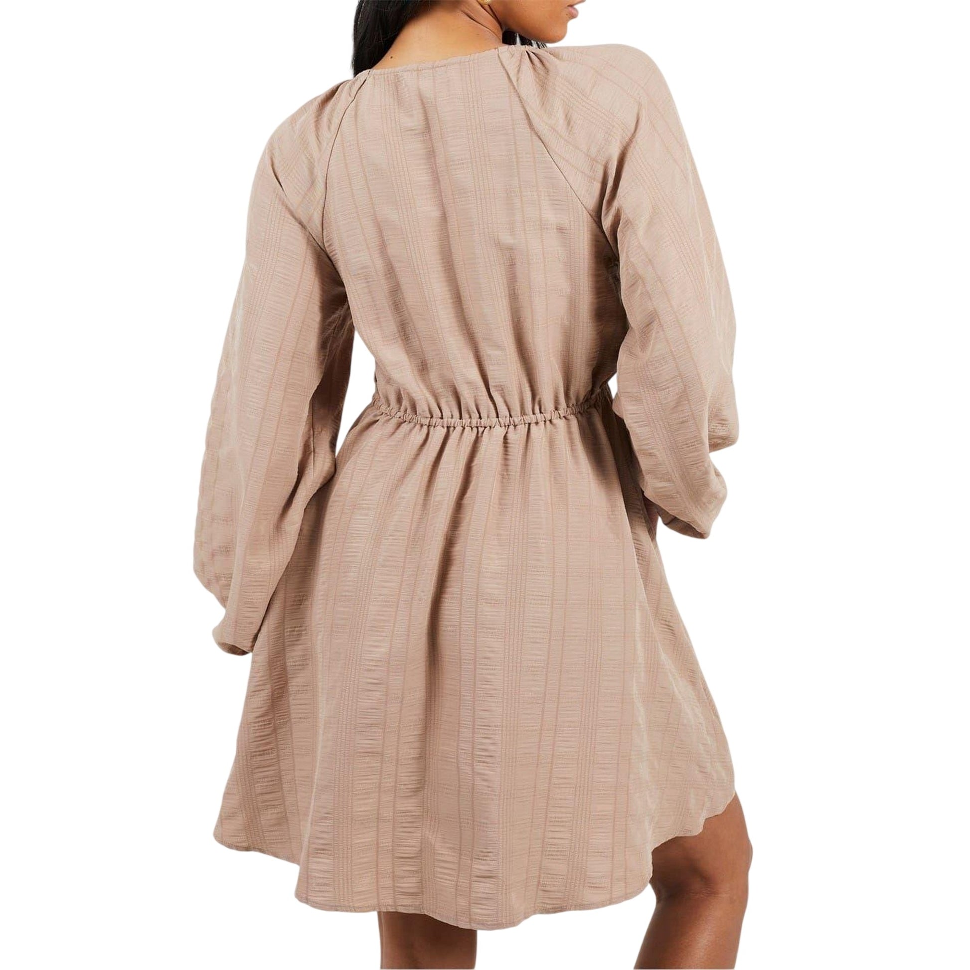 Taupe - Back - Brave Soul Womens-Ladies A-line Mini Dress