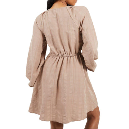 Taupe - Back - Brave Soul Womens-Ladies A-line Mini Dress