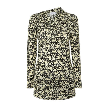 White-Black Print - Front - Off White Womens-Ladies All-Over Print Mini Dress
