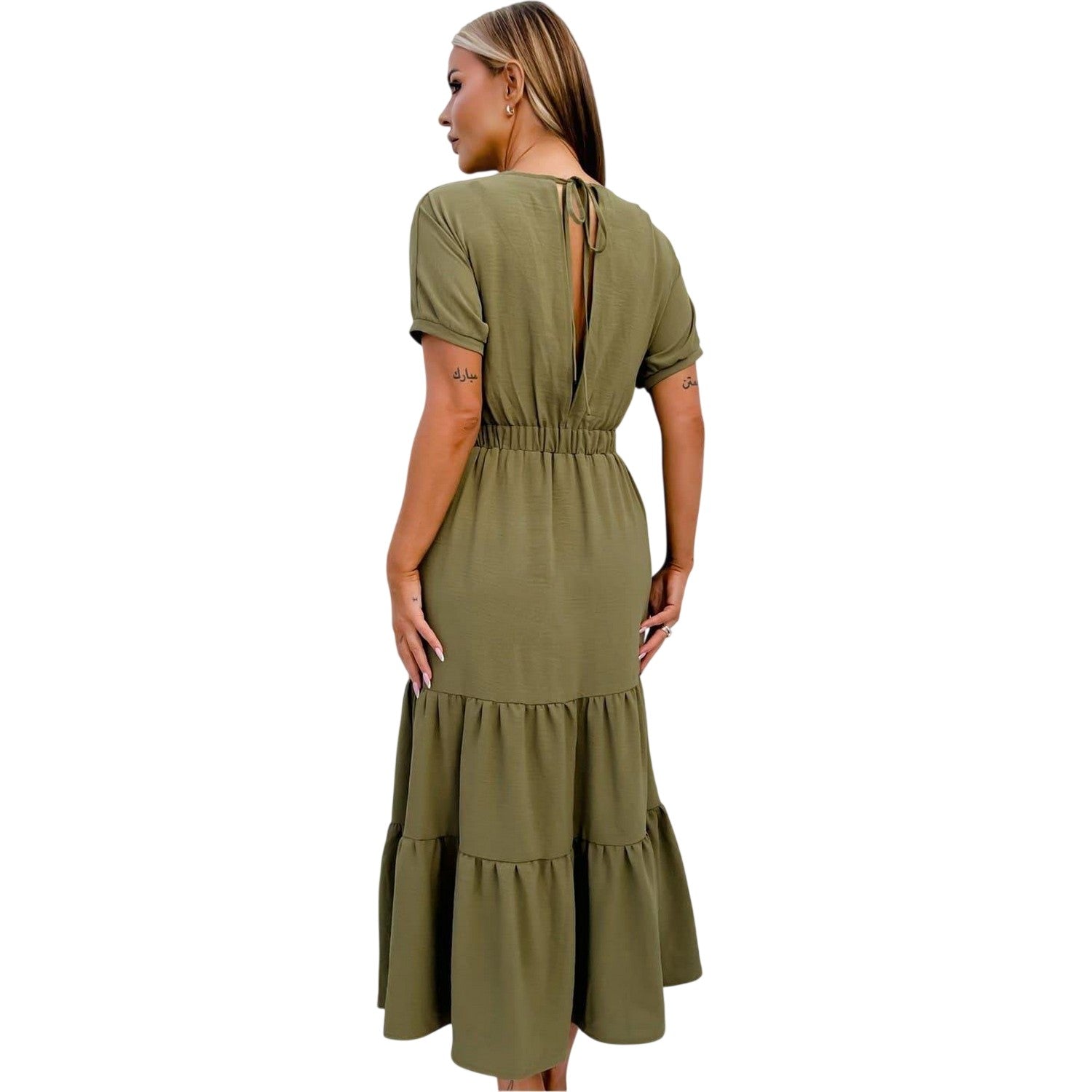 Khaki Green - Back - AX Paris Womens-Ladies Polyester Summer Maxi Dress