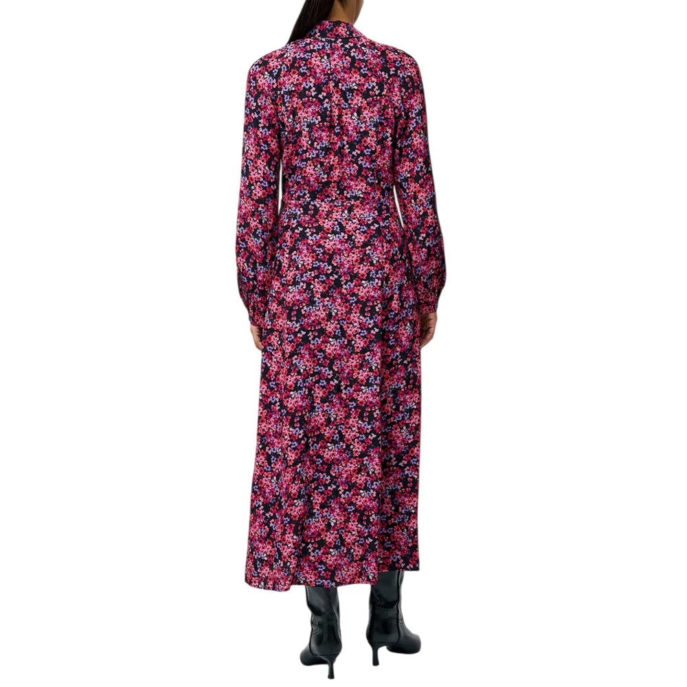 Black-Pink - Back - French Connection Womens-Ladies A-line Midi Dress