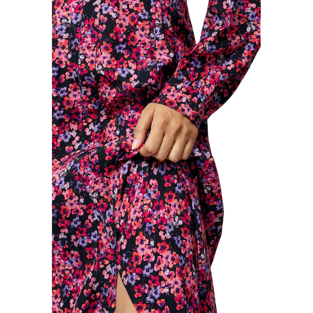 Black-Pink - Side - French Connection Womens-Ladies A-line Midi Dress