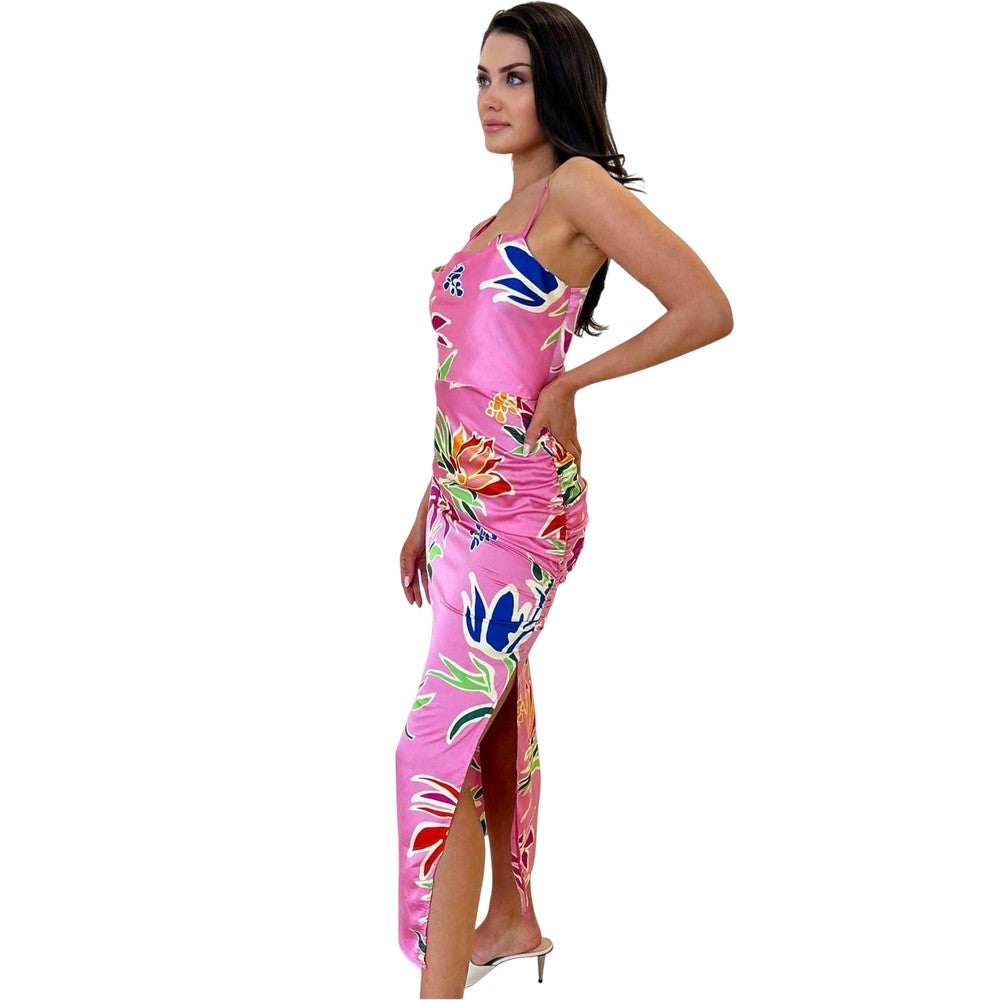 Pink Print - Lifestyle - AX Paris Womens-Ladies Polyester Evening Midi Dress