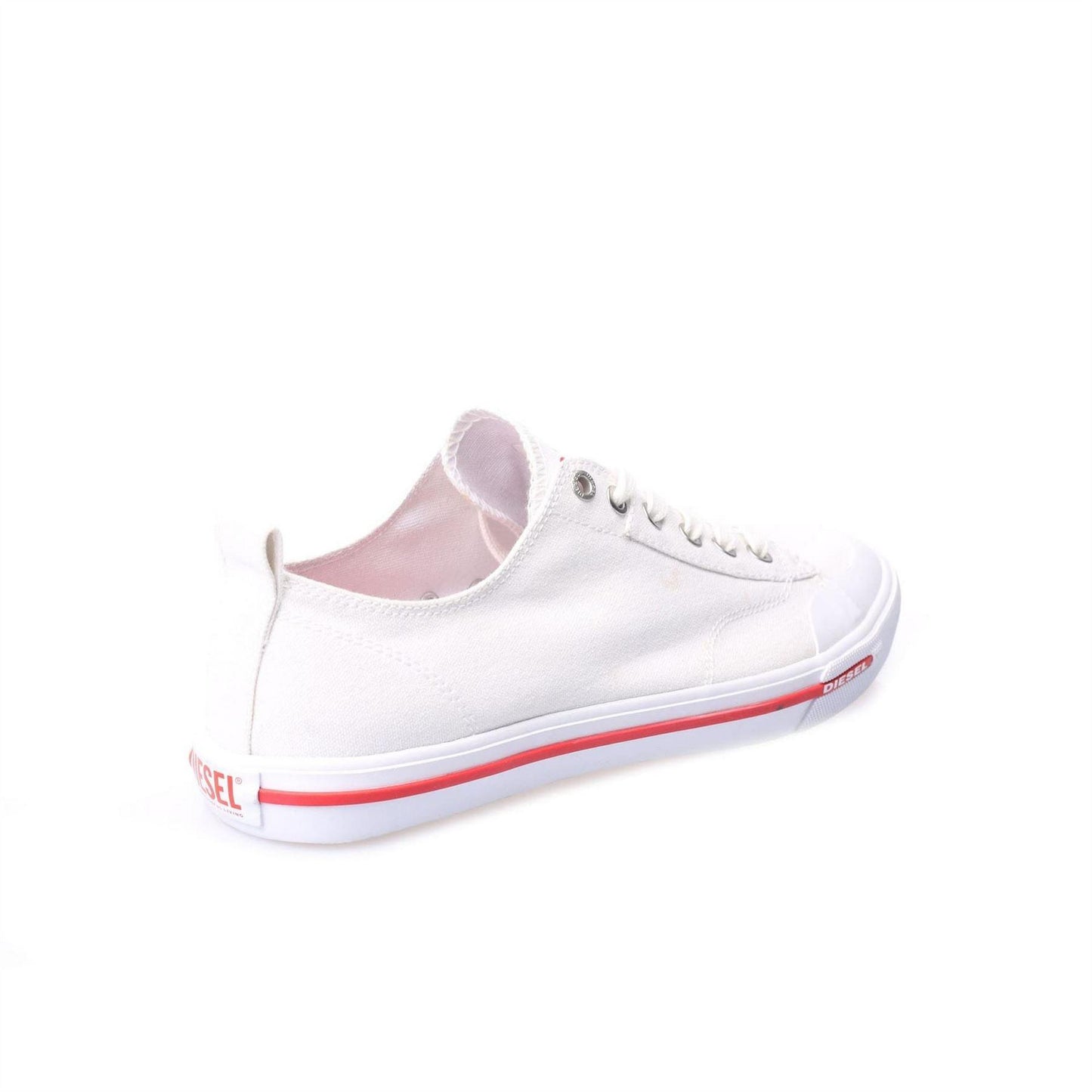 White - Back - Diesel Mens S-Athos Stripe Detail Canvas Trainers