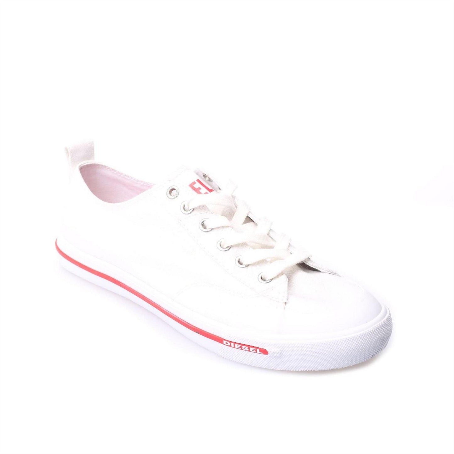 White - Lifestyle - Diesel Mens S-Athos Stripe Detail Canvas Trainers