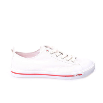 White - Front - Diesel Mens S-Athos Stripe Detail Canvas Trainers