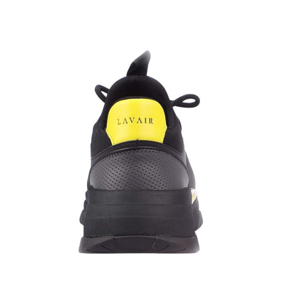 Black-Yellow - Pack Shot - Lavair Mens Creator Evo Suede Trainers