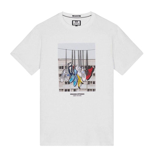 White - Front - Weekend Offender Mens Trainers T-Shirt