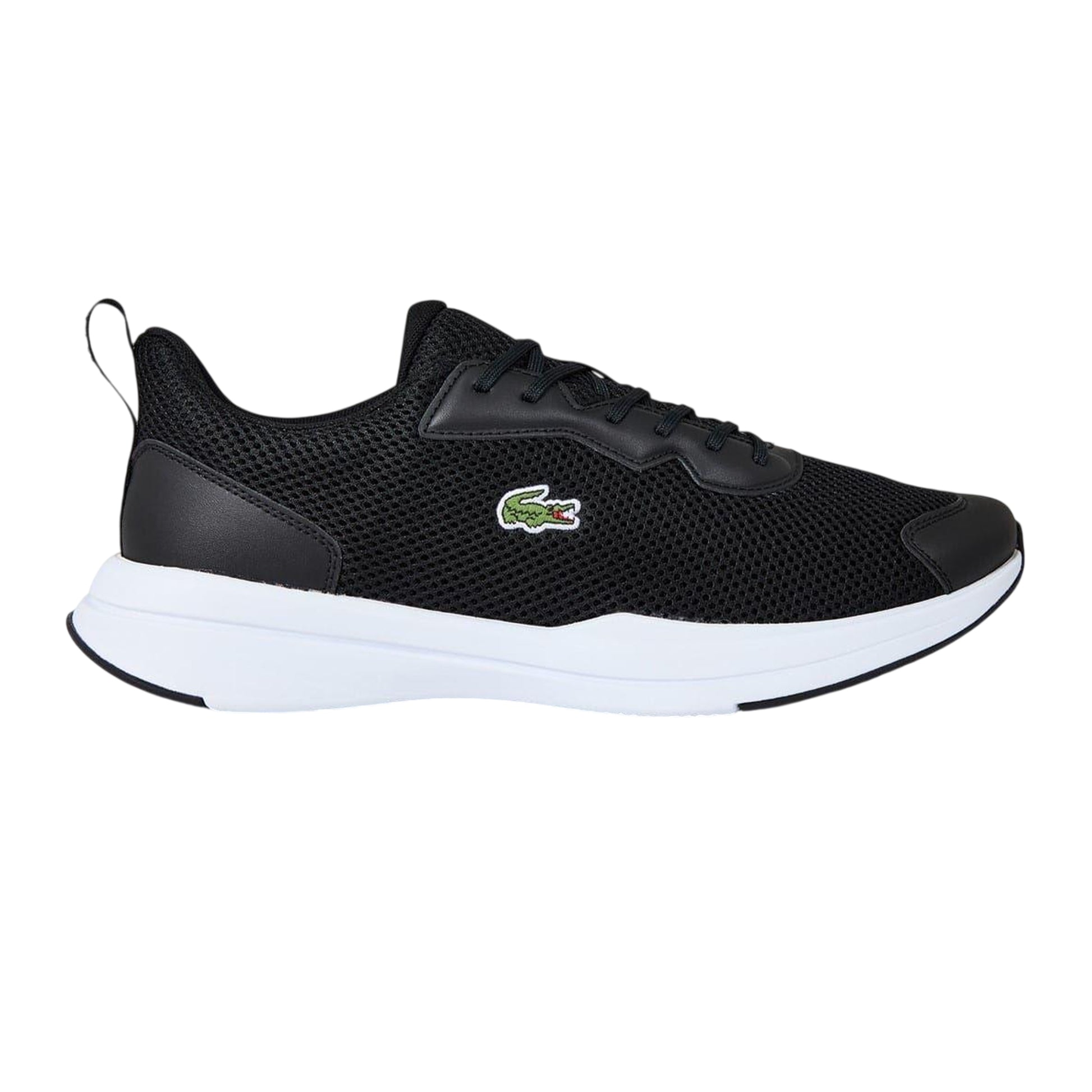 Black-White - Side - Lacoste Mens Neo Runbase Leather Trainers