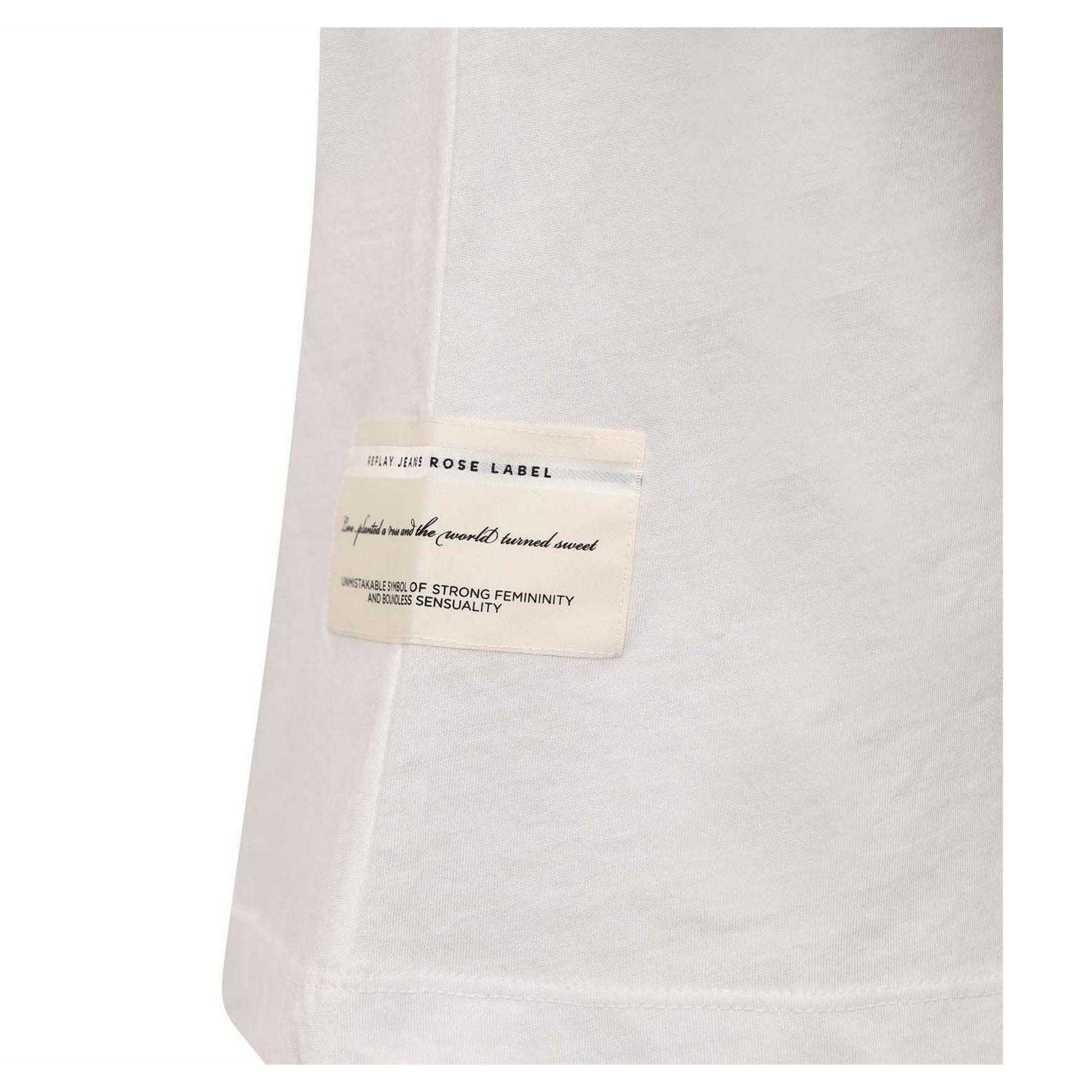 White - Lifestyle - Replay Womens-Ladies Label Cotton T-Shirt