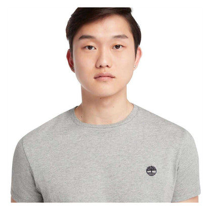 Grey - Side - Timberland Mens Oyster River Tree Logo Cotton Slim T-Shirt