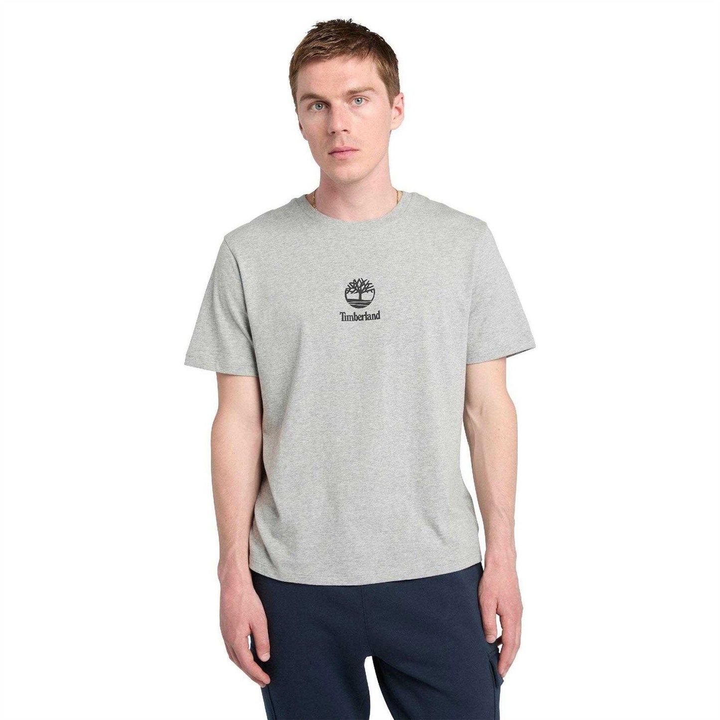 Grey - Side - Timberland Mens Logo Stack T-Shirt