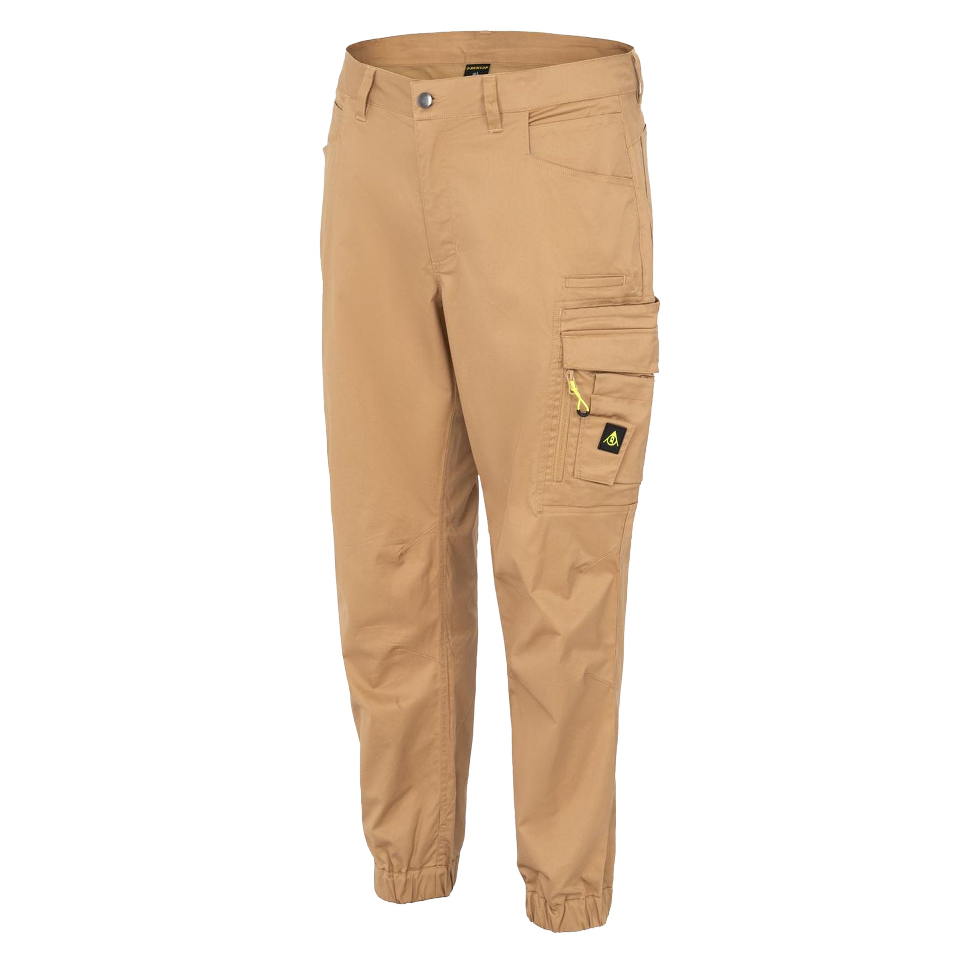 Beige - Side - Dunlop Mens Cotton Blend Cargo Trousers