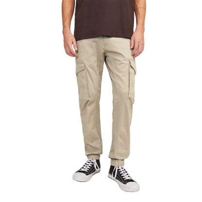 Crockery - Front - Jack And Jones Mens Paul Elasticated Hem Slim Cargo Trousers